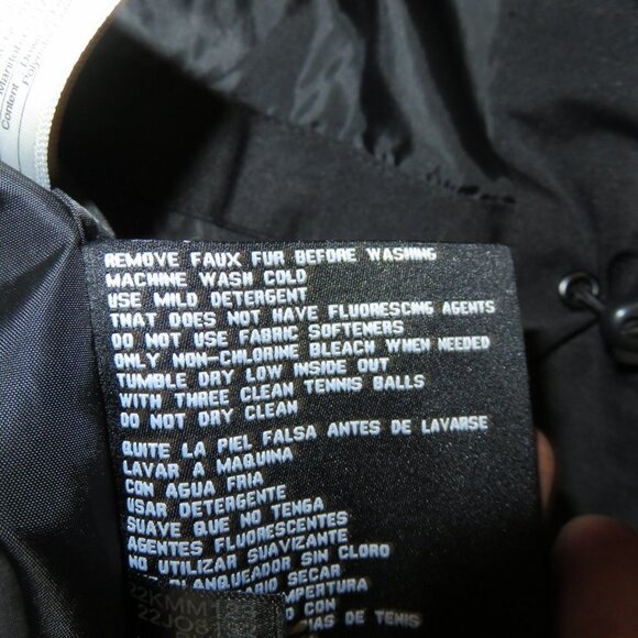 GUESS Fur Lined Hooded Down Long Winter Puffer Jacket Black Small Petite - Picture 8 of 10